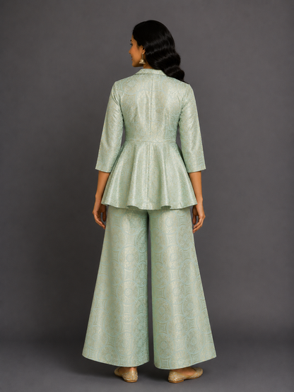 Pastel Green Brocade Cord set