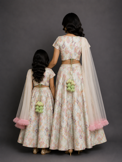 White  Embroidery lehenga  set (full sleeves)