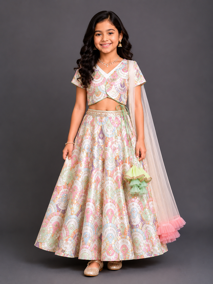White  Embroidery lehenga  set (full sleeves)