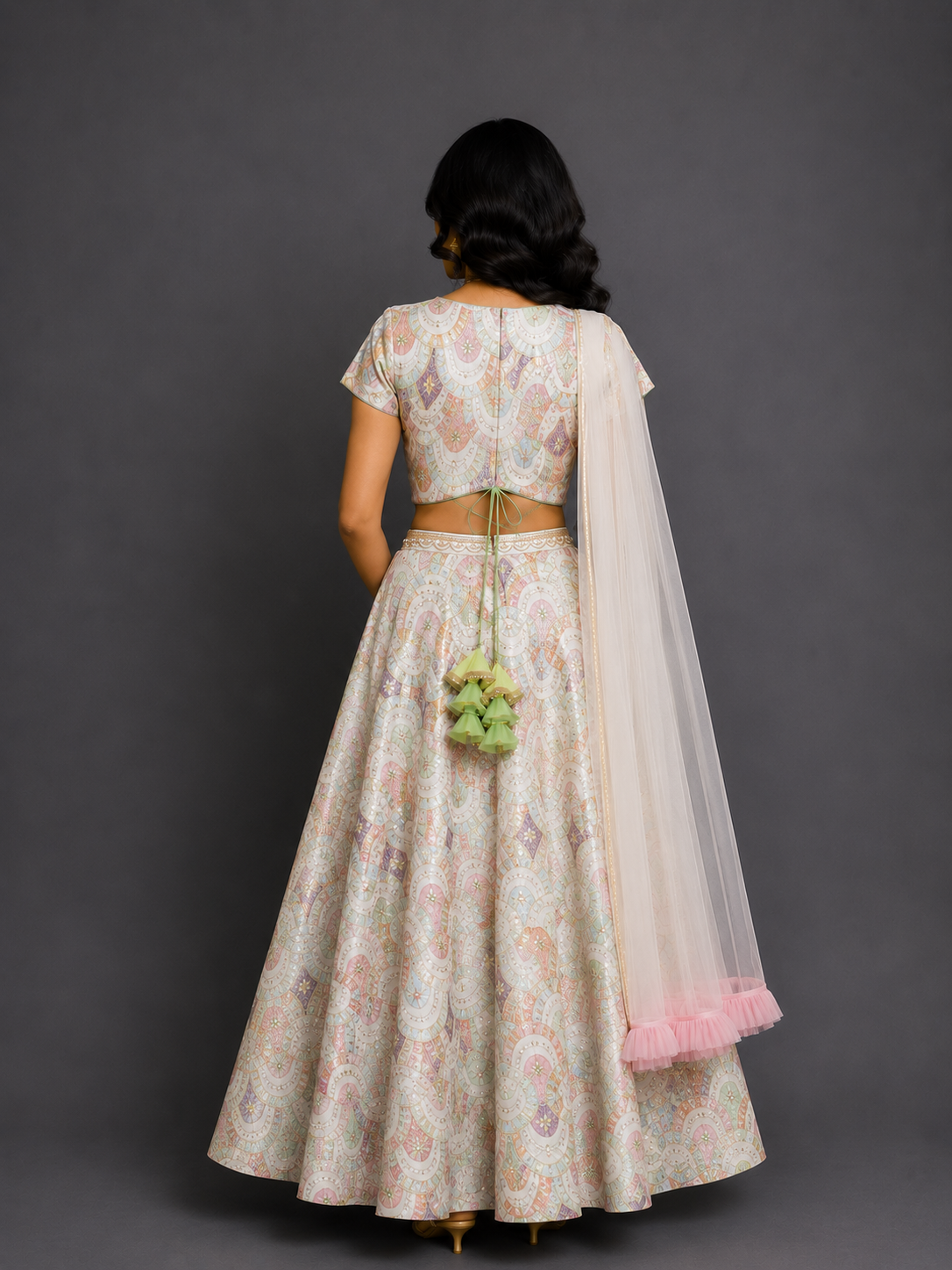 White  Embroidery lehenga  set (full sleeves)
