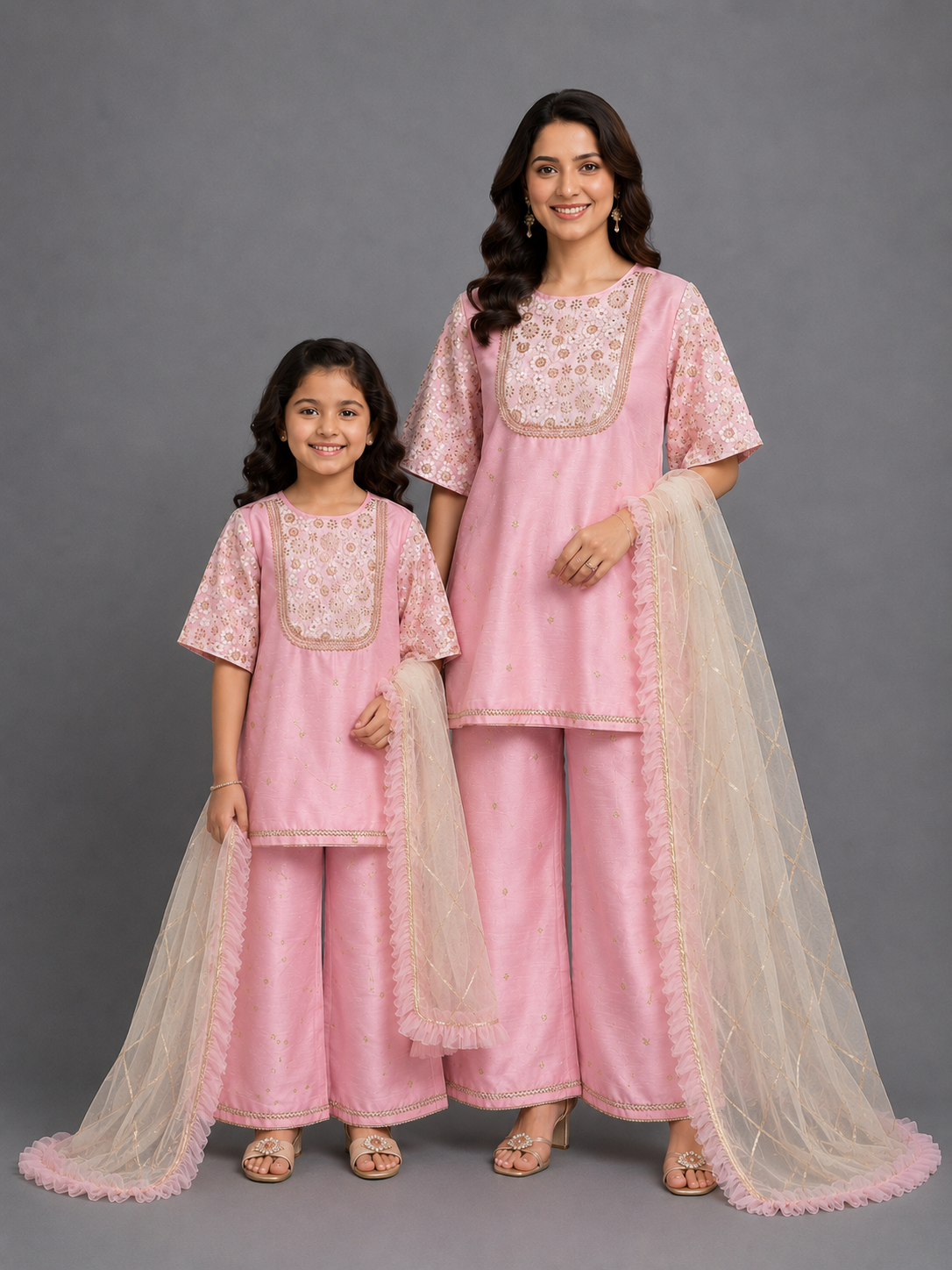 Baby Pink silk embroidered cord set