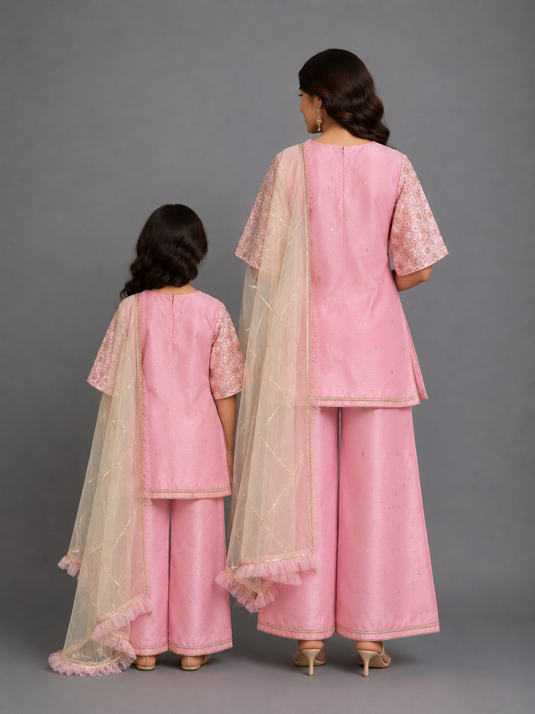 Baby Pink silk embroidered cord set
