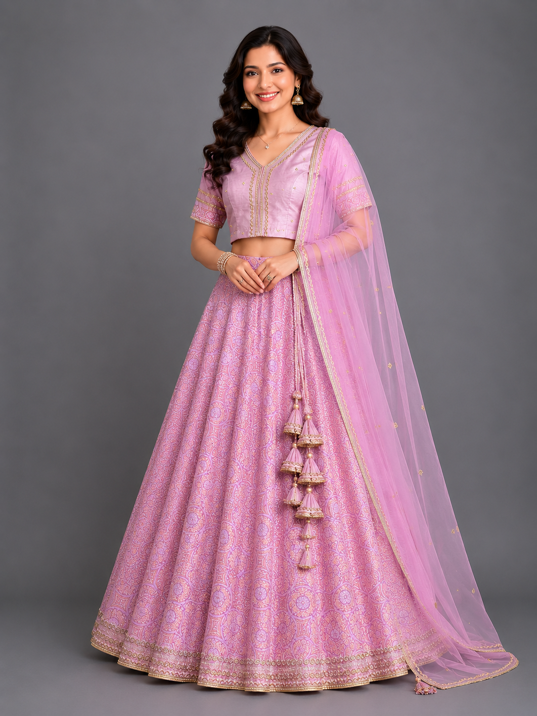 Lavendar Brocade lehnga set