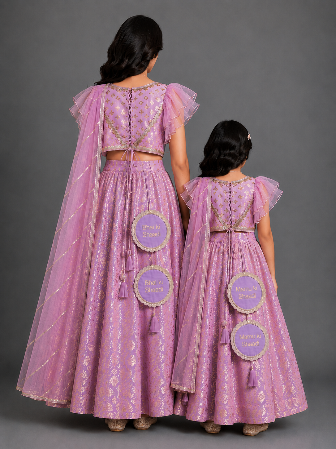Lavendar  Organza frilly  Chanderi lehnga set and duppata (Maasi ki Shaadi)
