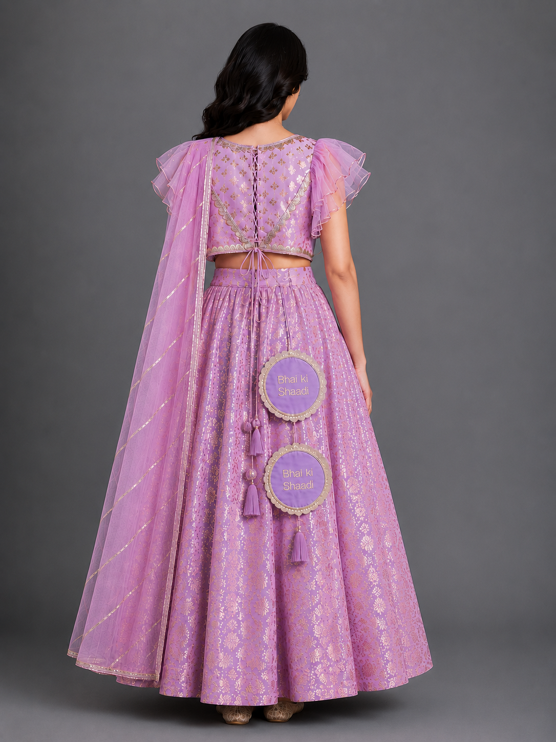 Lavendar  Organza frilly  Chanderi lehnga set and duppata (Maasi ki Shaadi)