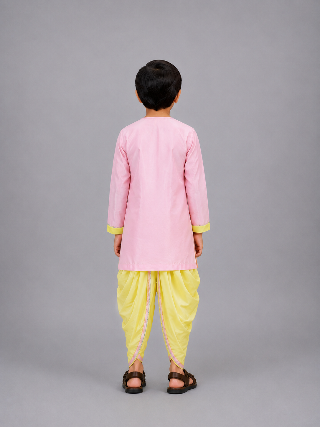 Pink and white Ganpati embroidery  Dhoti set