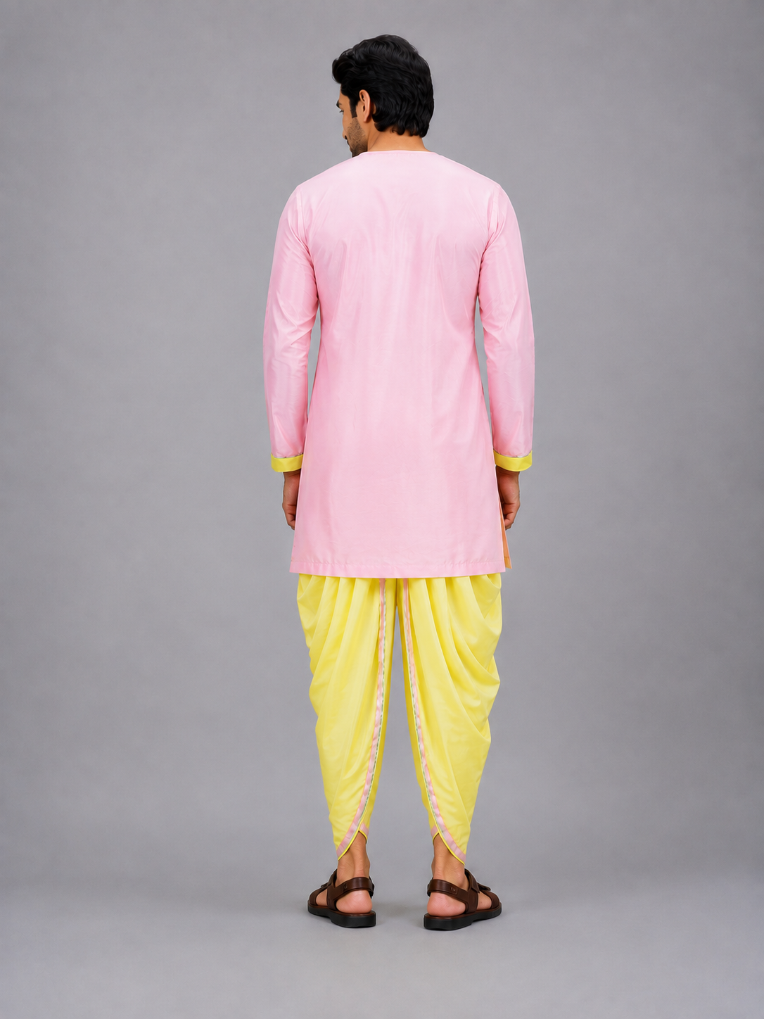 Pink and white Ganpati embroidery  Dhoti set