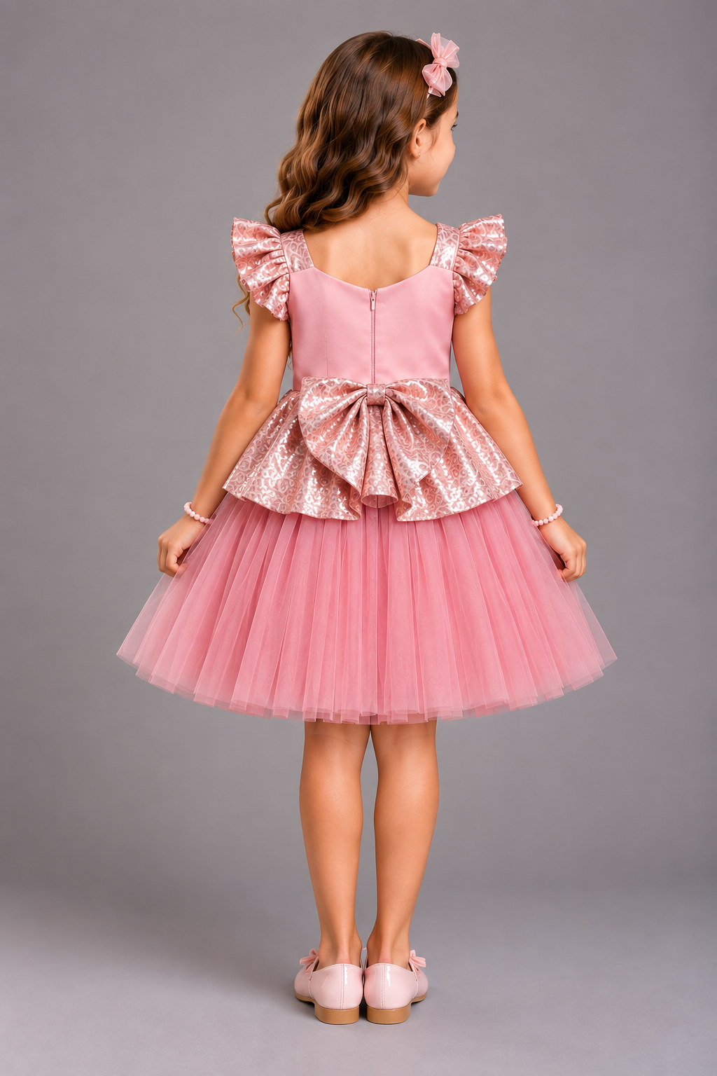 Pink Sequins Barbie Peplum Dress