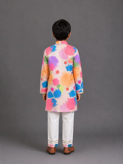 Multicolor splash printed kurta set