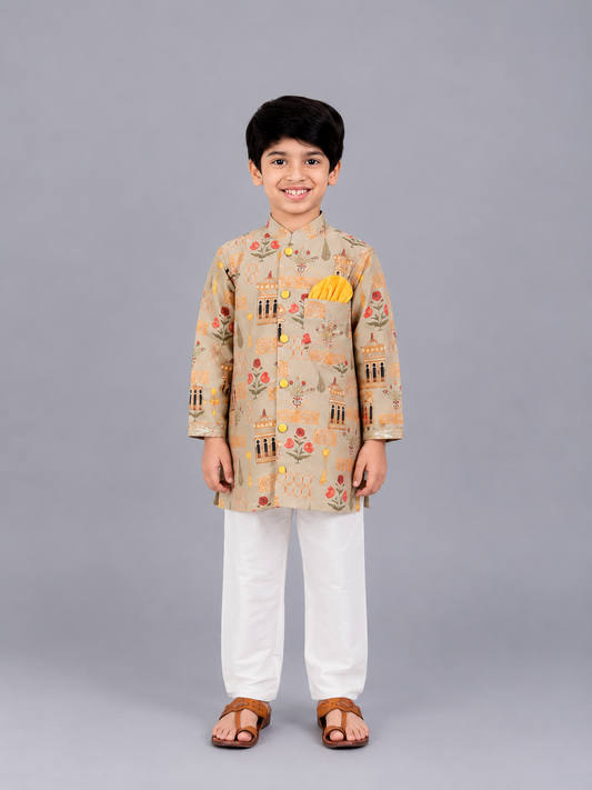 Mughal Printed Kurta Pyjama set