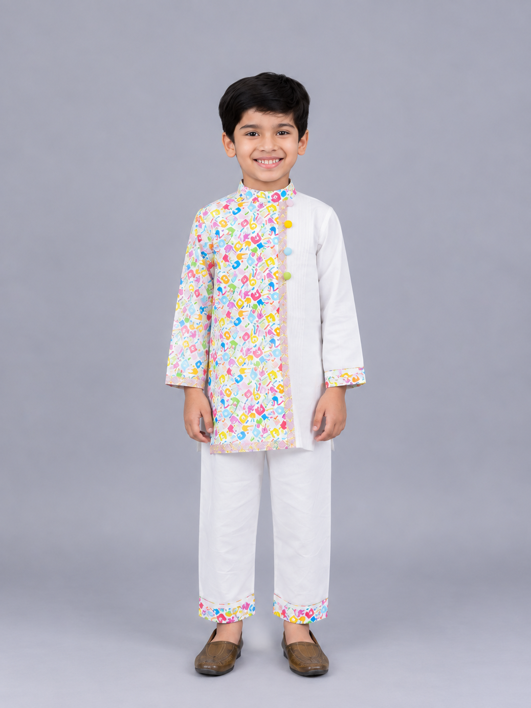 Multicolor Hands Holi Kurta Pyjama set