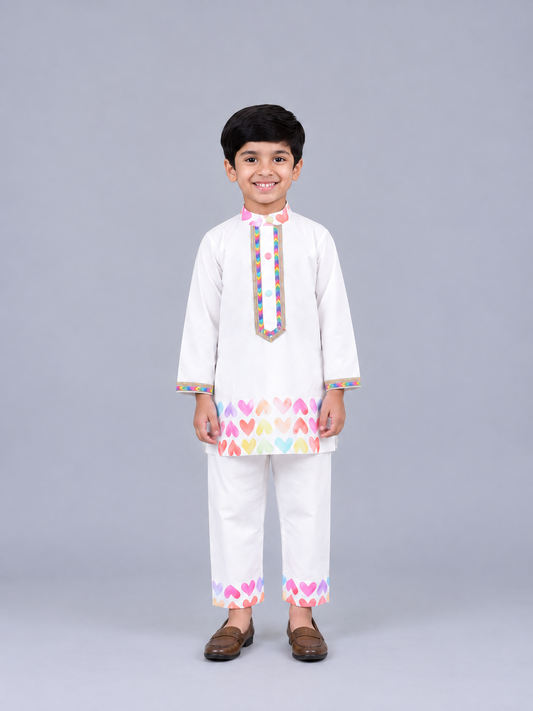 Multi Heart Kurta Pyjama set