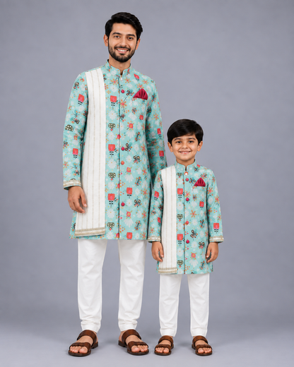Green Bee Printed Kurta Pyjama set