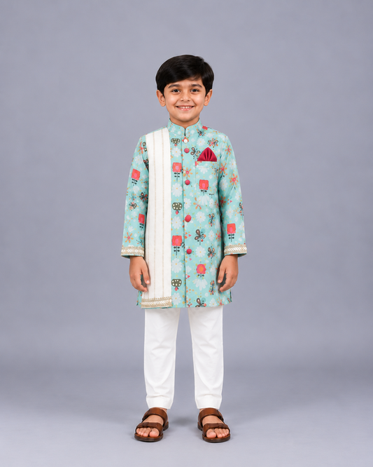 Green Bee Printed Kurta Pyjama set