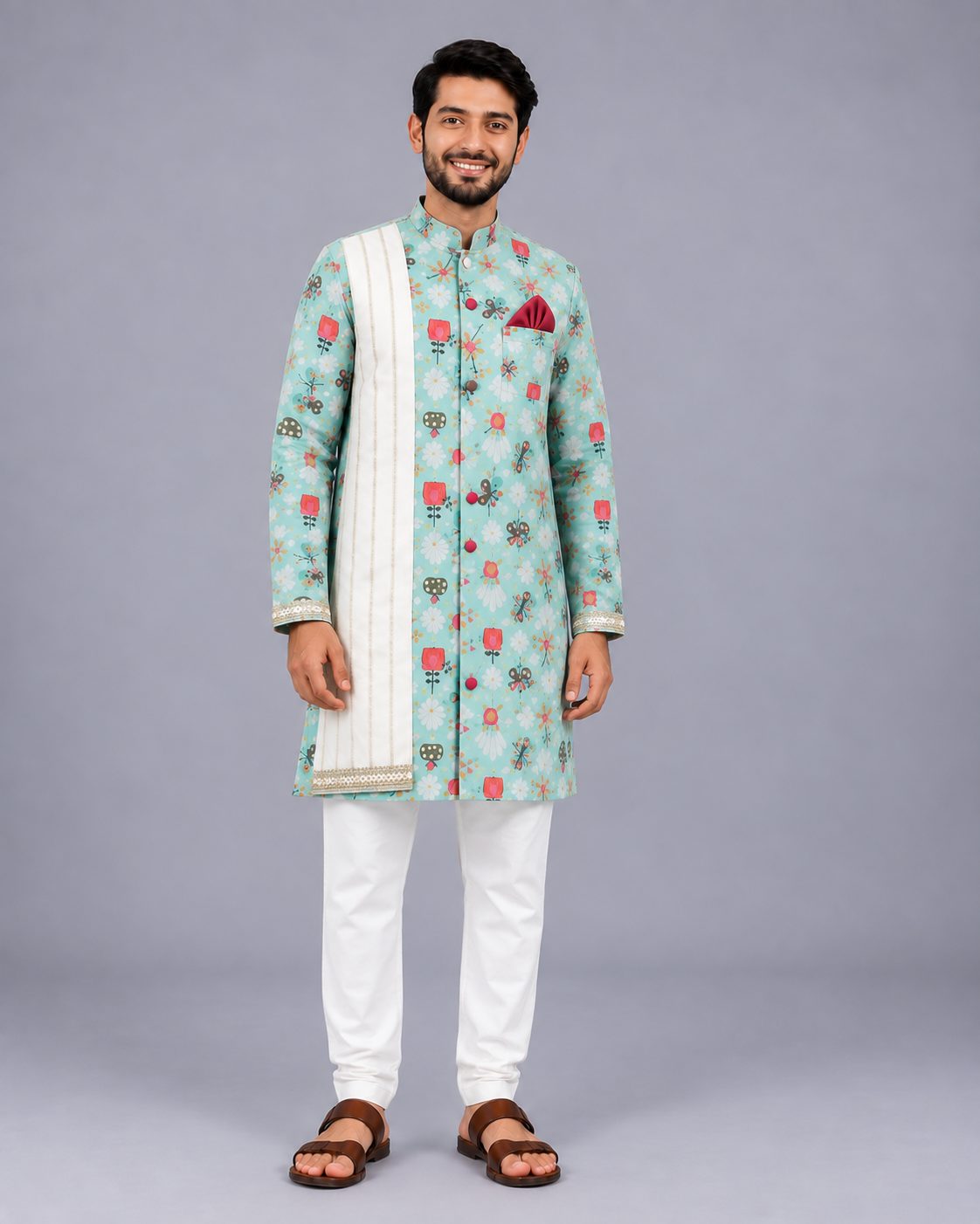 Green Bee Printed Kurta Pyjama set
