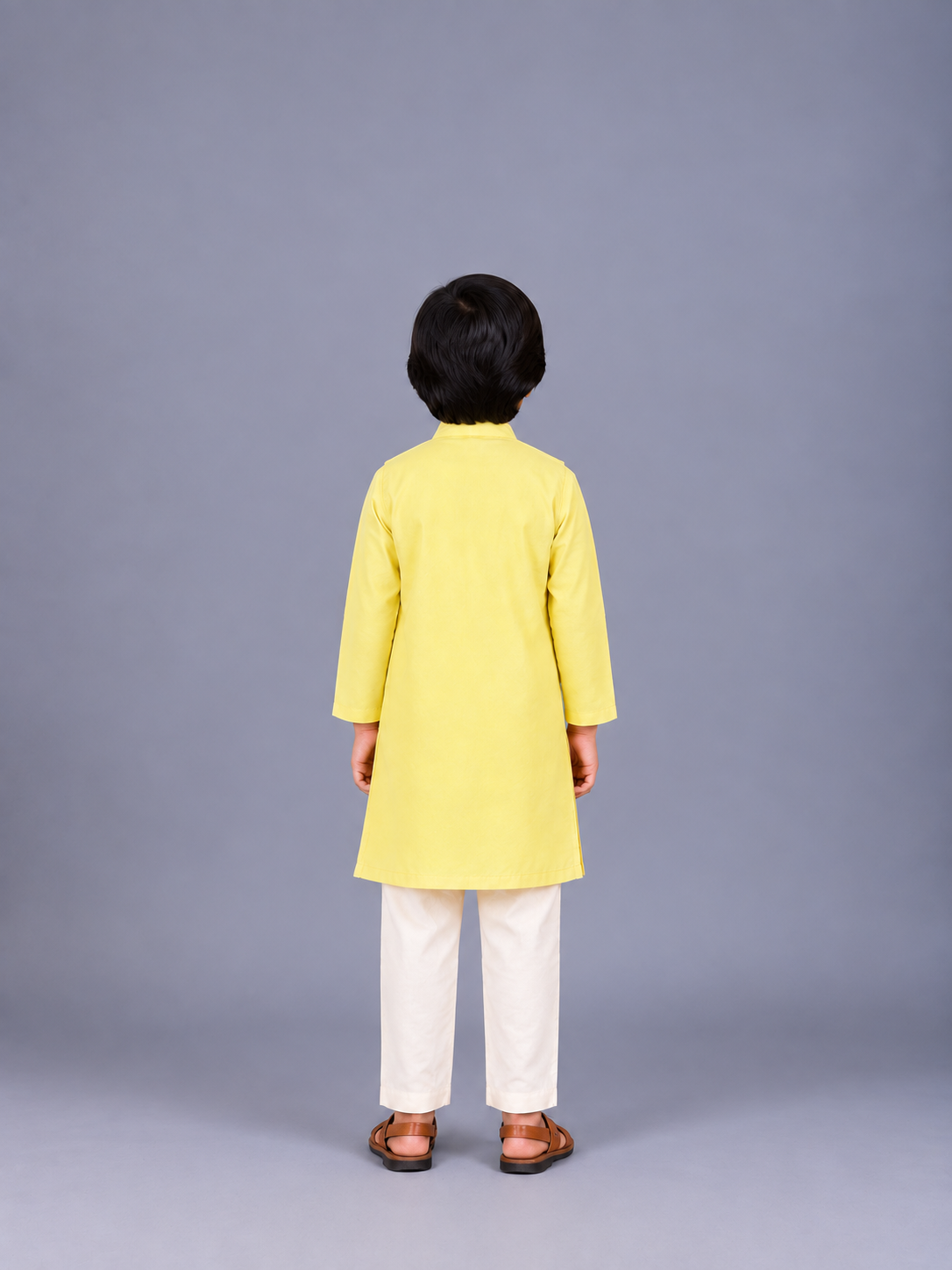 Lime Yellow  kurta with Attached Jacket and Pyjama