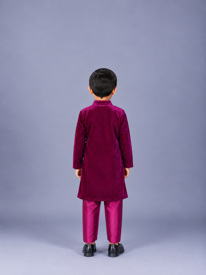 Purple Velvet Bandgala with Pants