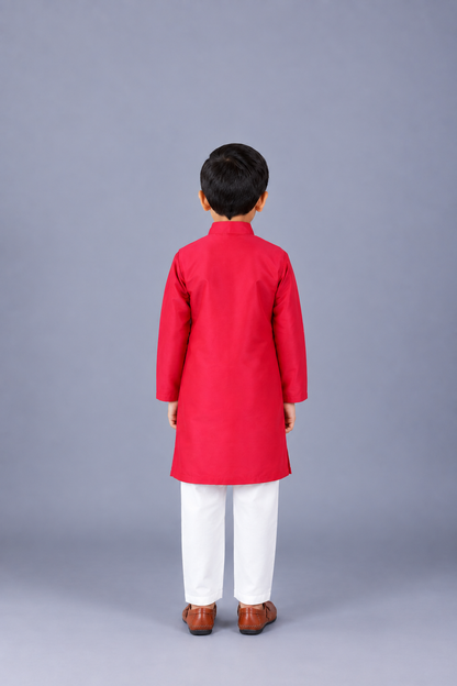 Fuschia Pink kurta with Yellow Zari attached Jacket with Pyjama