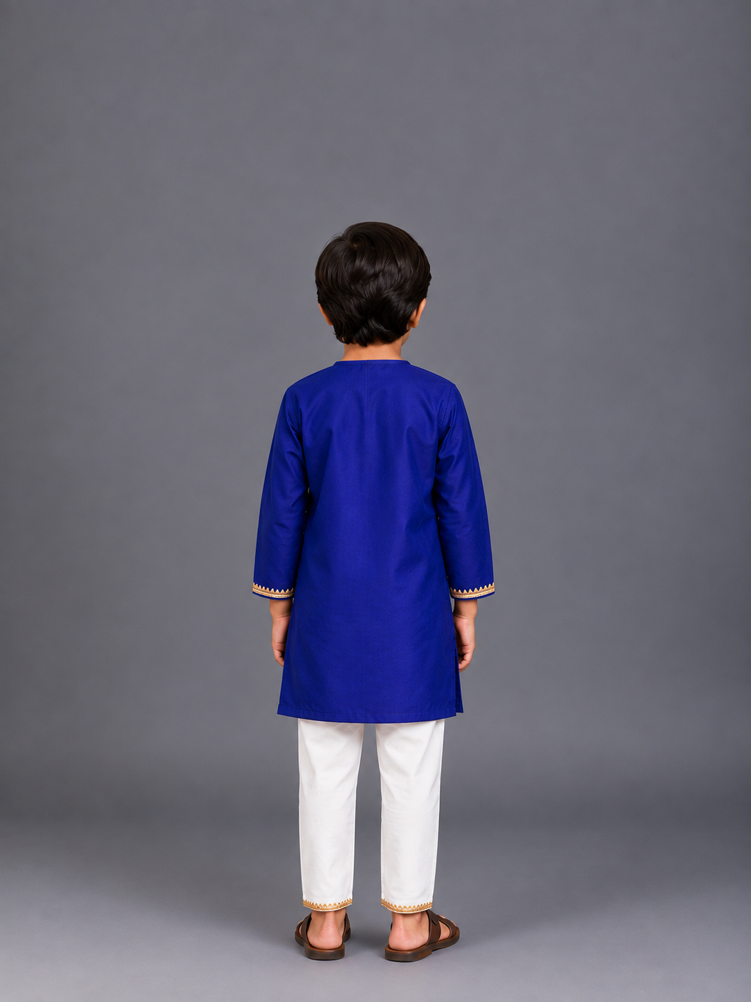 Brother Sister Embroidered Blue Kurta Pyjama set