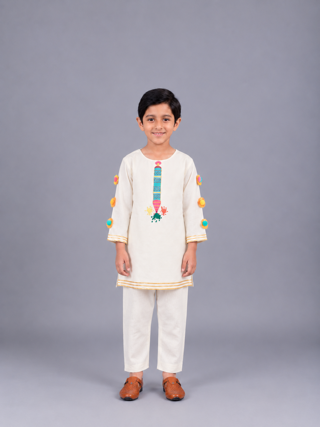 Water Gun Embroidered  Kurta Pyjama set