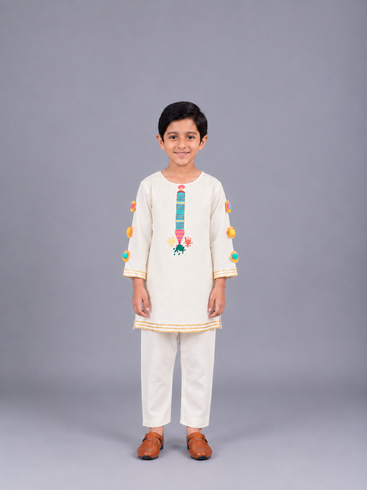 Water Gun Embroidered  Kurta Pyjama set