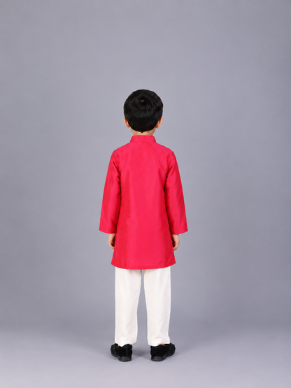 Fuschia Pink  kurta with Attached Jacket and Pyjama