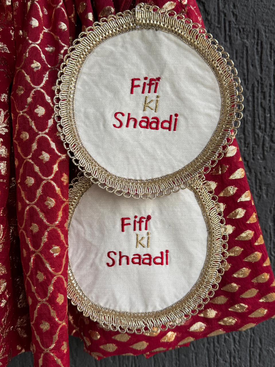 Red Chanderi attached dupatta lehnga set ( FIFI / BUA KI SHAADI)