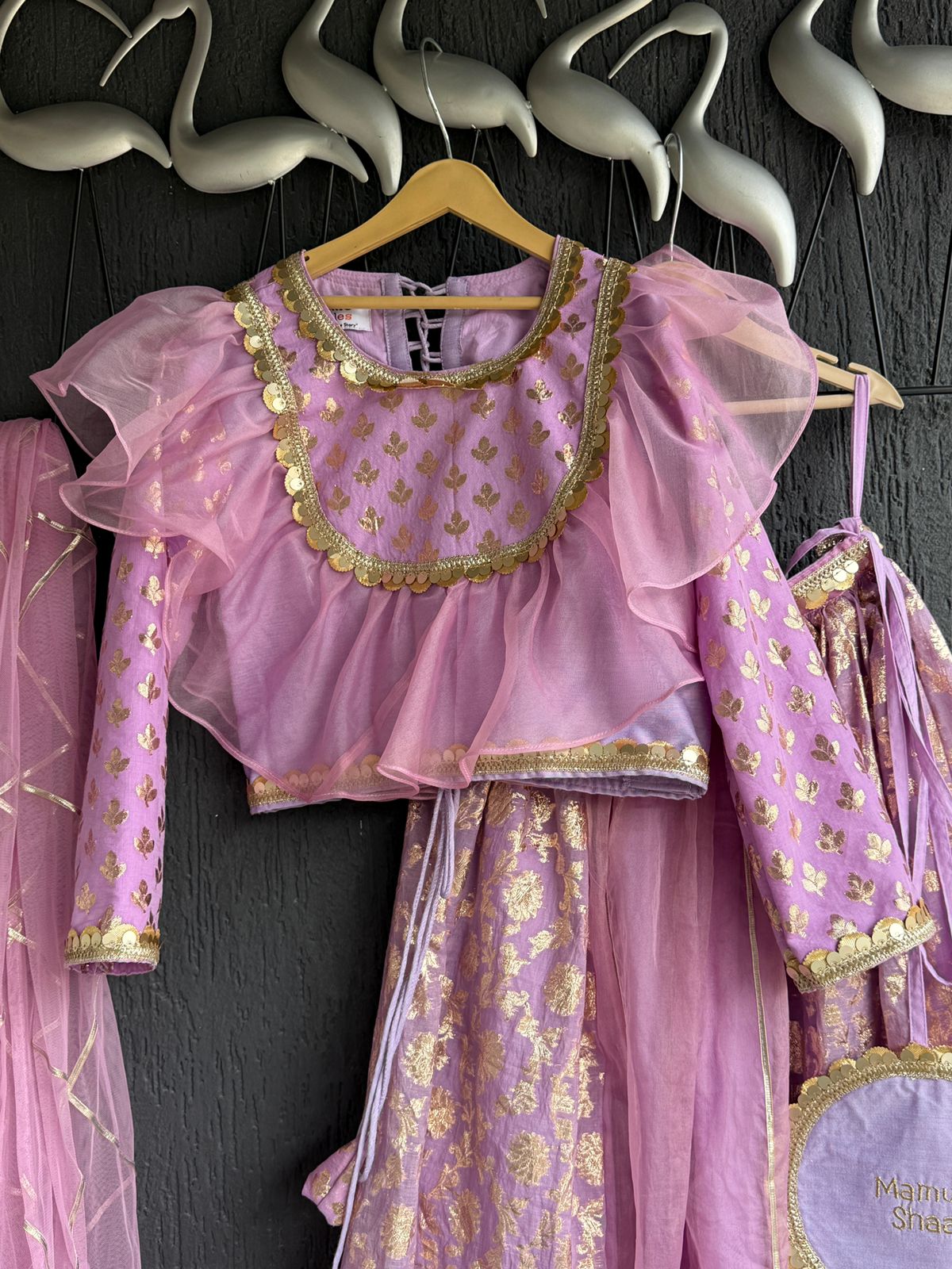 Lavendar  organza frilly  chanderi lehnga set and duppata(Maasi ki Shaadi)
