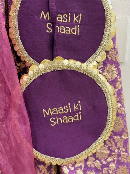 Dusky Purple Off shoulder organza frill chanderi lehnga set(MAASI KI SHAADI)