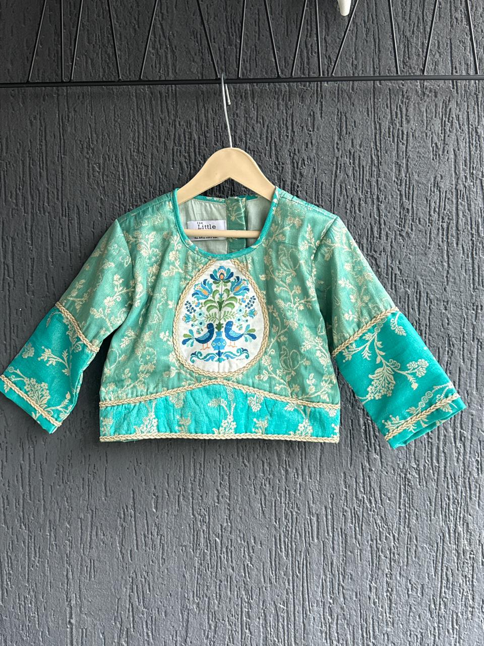 Two shaded Green chanderi lehnga set