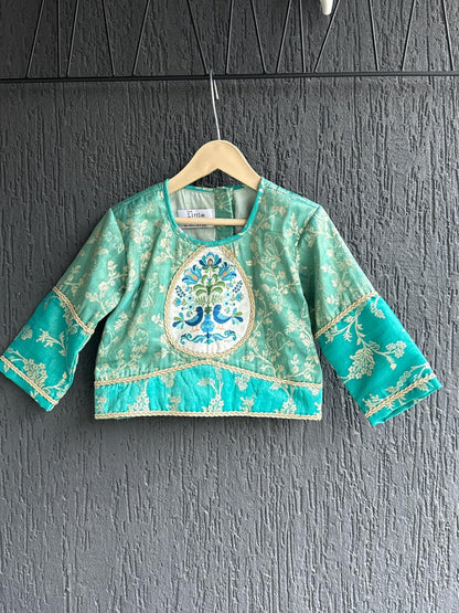 Two shaded Green chanderi lehnga set
