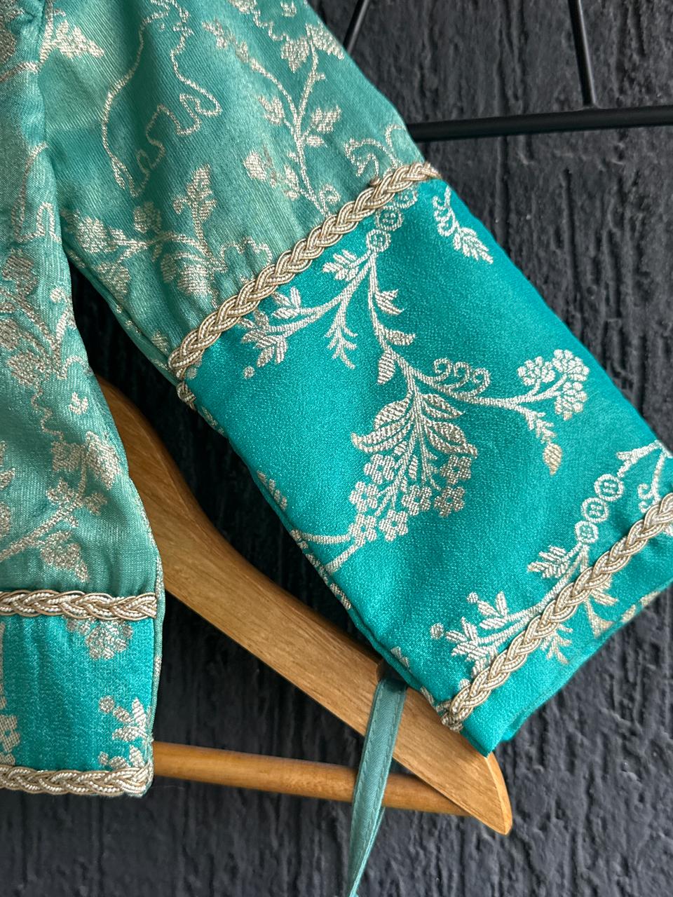 Two shaded Green chanderi lehnga set