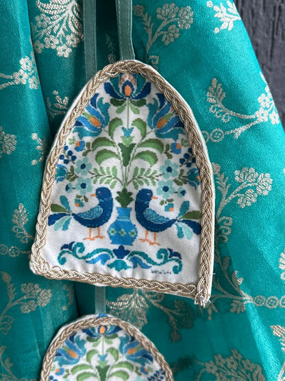 Two shaded Green chanderi lehnga set