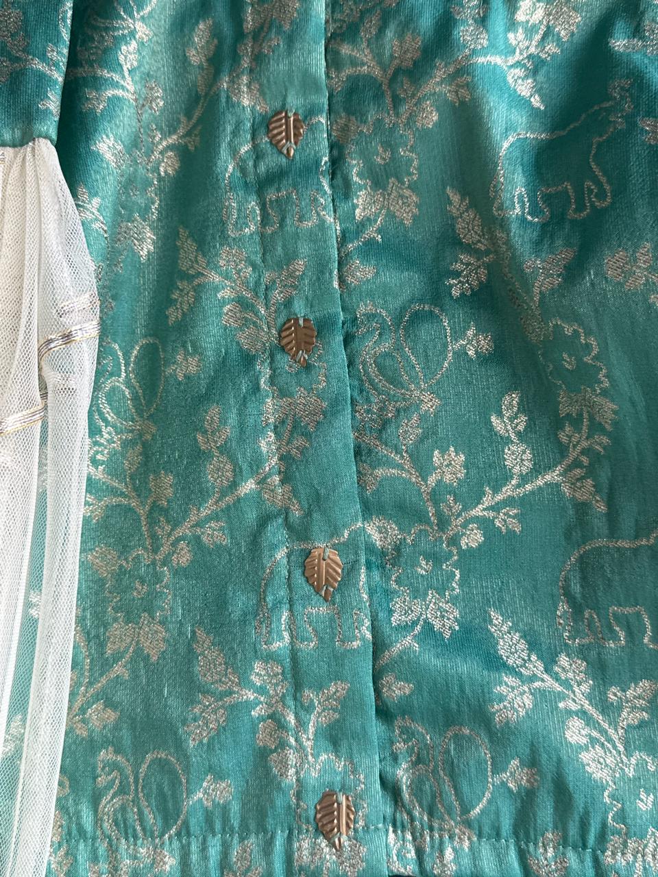 Two shaded Green chanderi lehnga set