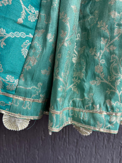 Two shaded Green chanderi lehnga set