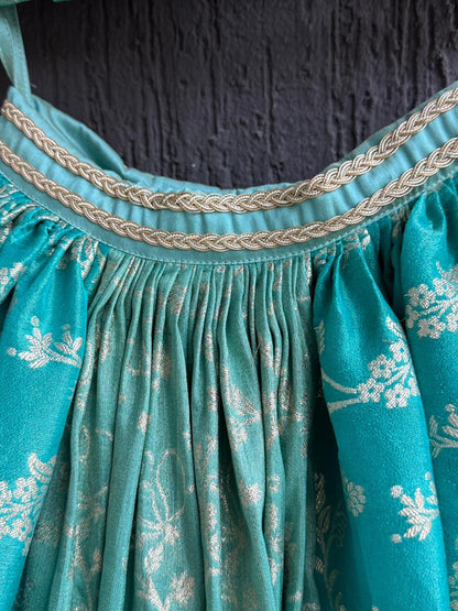 Two shaded Green chanderi lehnga set