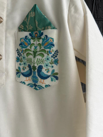 Dual Shaded Green chanderi kurta set