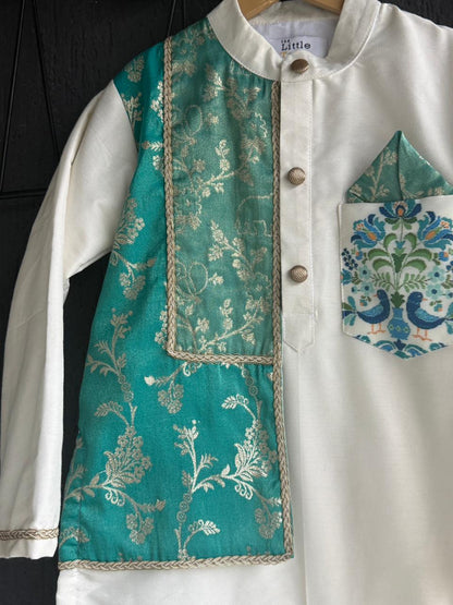 Dual Shaded Green chanderi kurta set