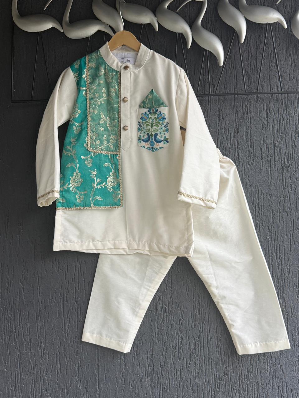 Dual Shaded Green chanderi kurta set