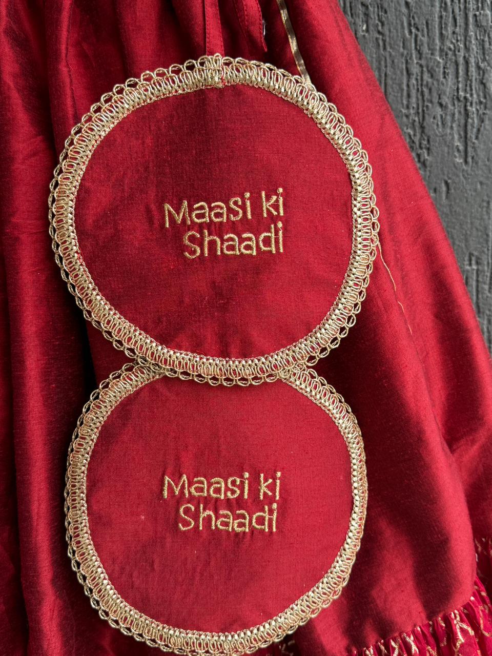 Deep Red peplum chanderi blouse lehnga ( MAASI KI SHAADI)
