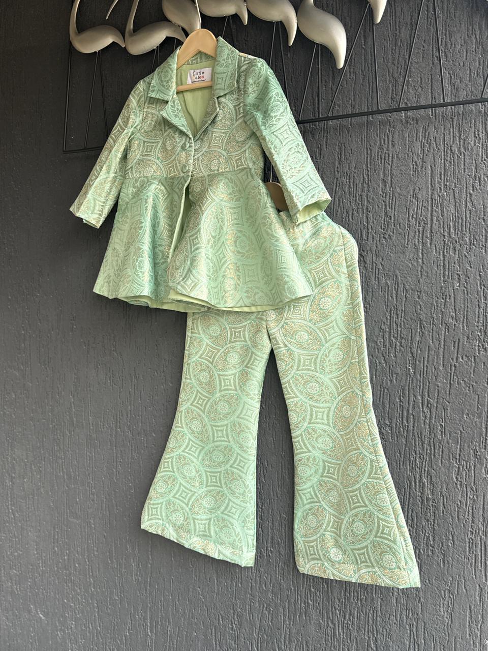 Pastel Green Brocade Cord set