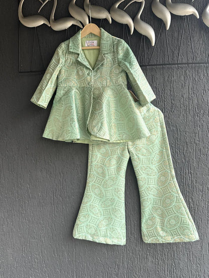 Pastel Green Brocade Cord set