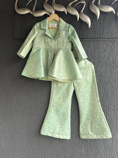 Pastel Green Brocade Cord set