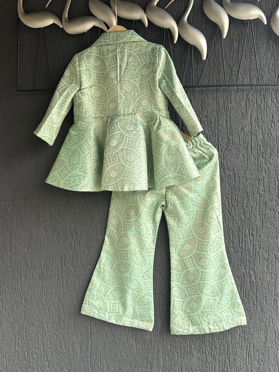 Pastel Green Brocade Cord set