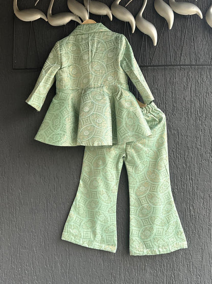 Pastel Green Brocade Cord set
