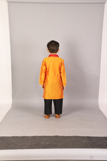 Multi colored kurta with attached black jacket (Sale)