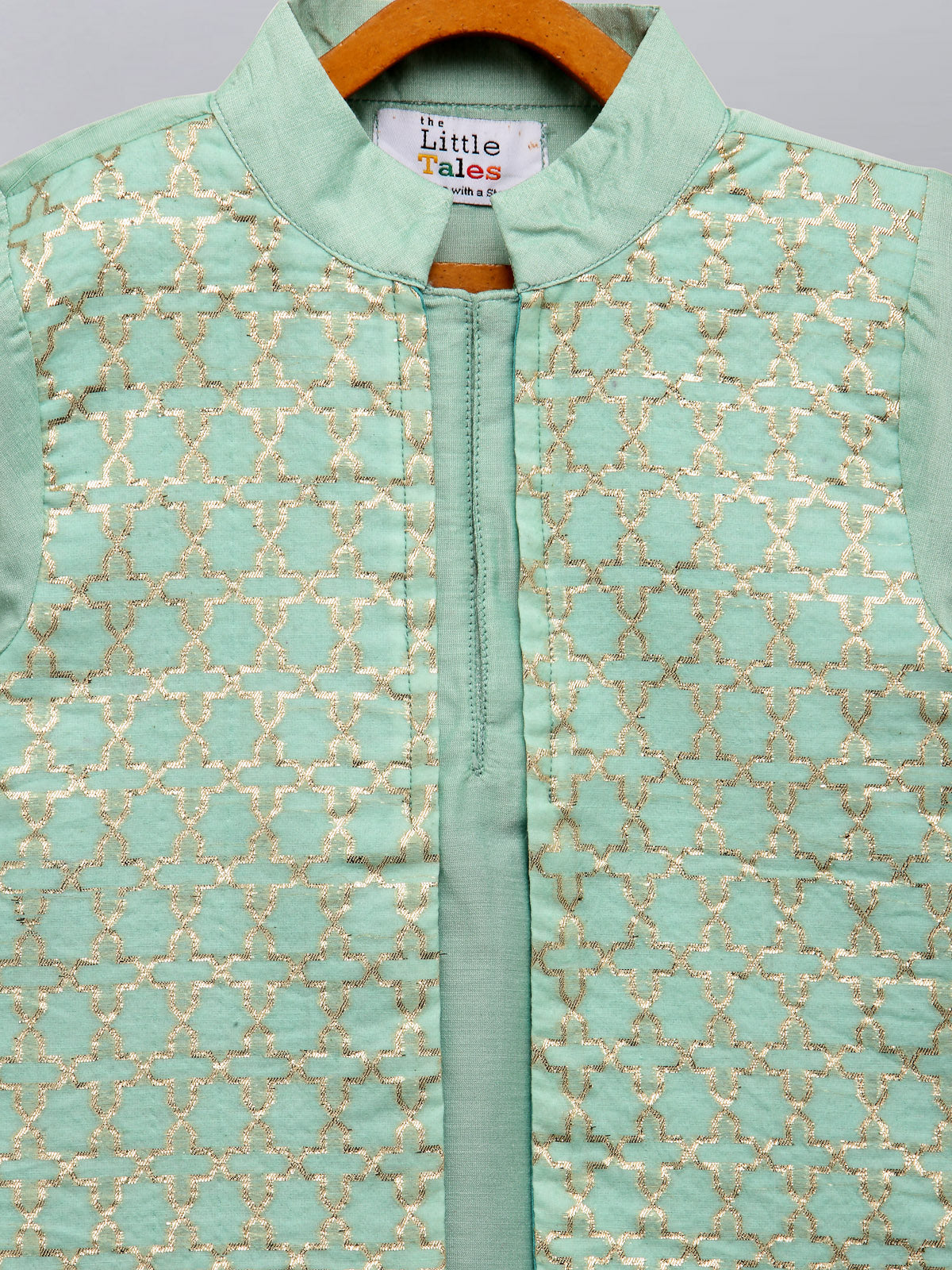 Pastel Green   kurta with Attached Jacket and Pyjama (Sale)