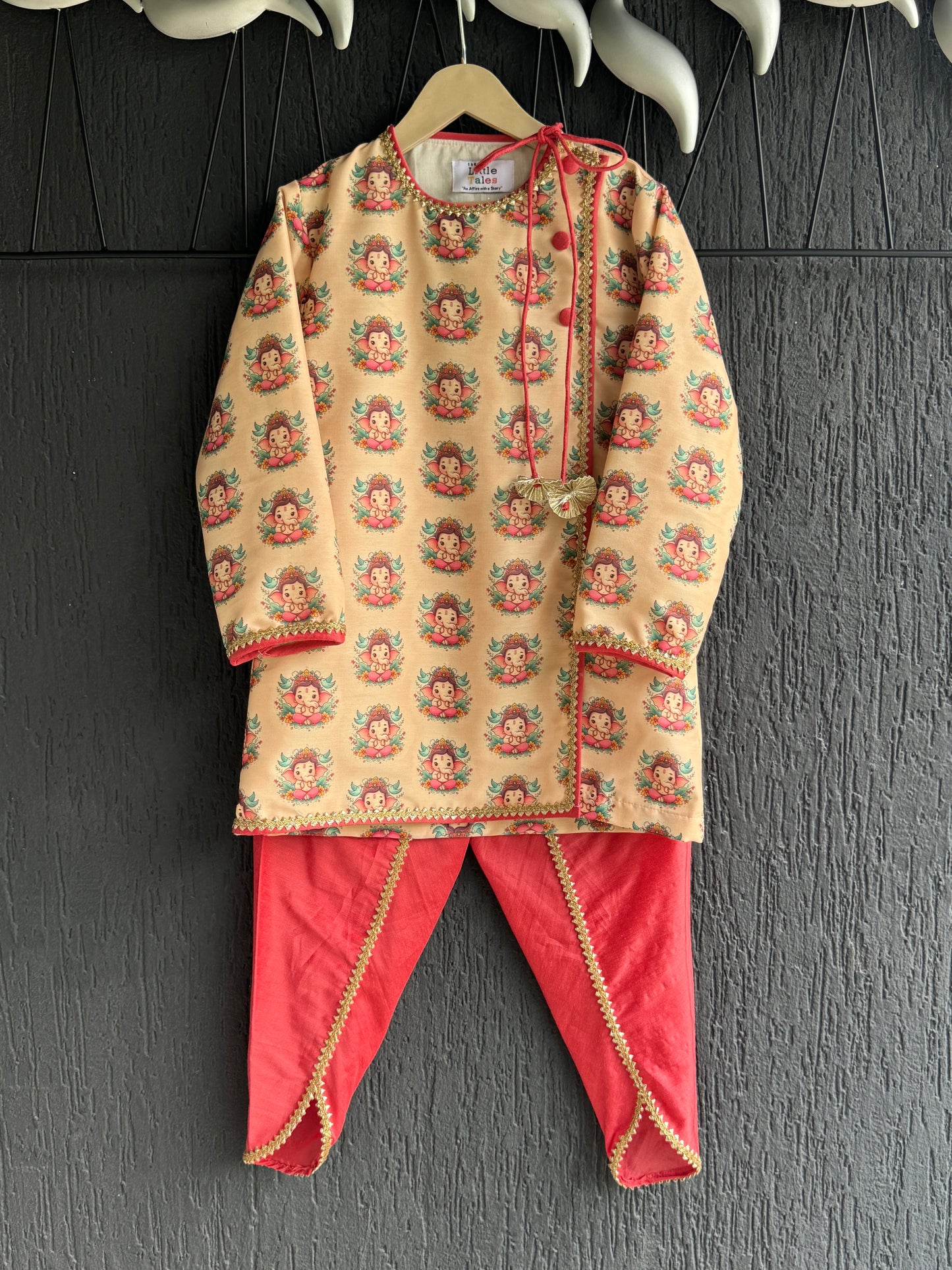 Golden Ganpati Kurta Dhoti set
