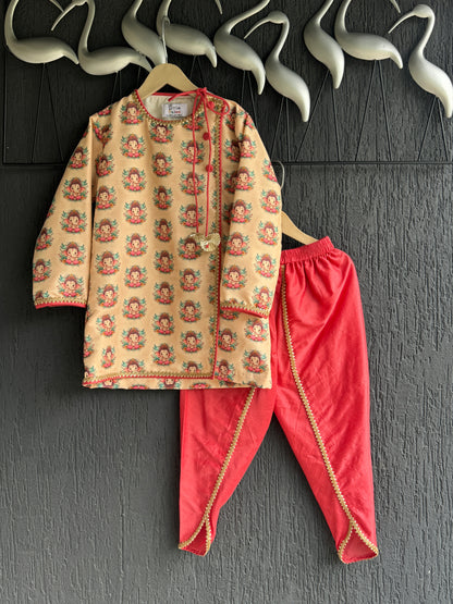Golden Ganpati Kurta Dhoti set