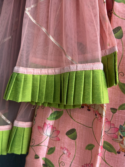 Peach Cow Print Lehnga